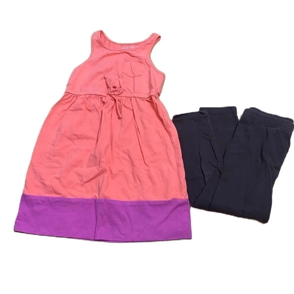 Baby Gap Sz 4 Peach Dress & Pants Outfit Pink Orange Kids Girls Toddler